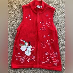 Red snowman Christmas vest size large